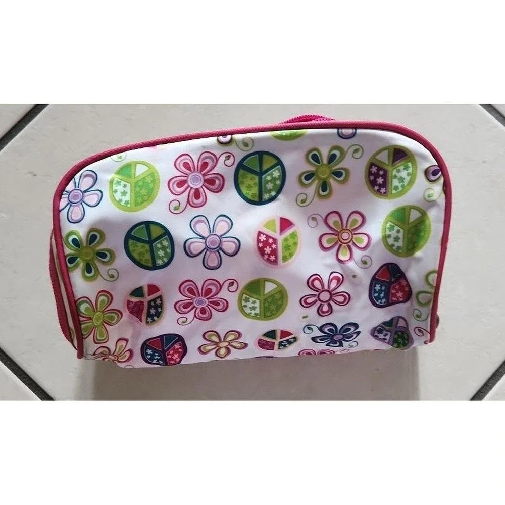 Floral/Peace Sign Makeup Bag